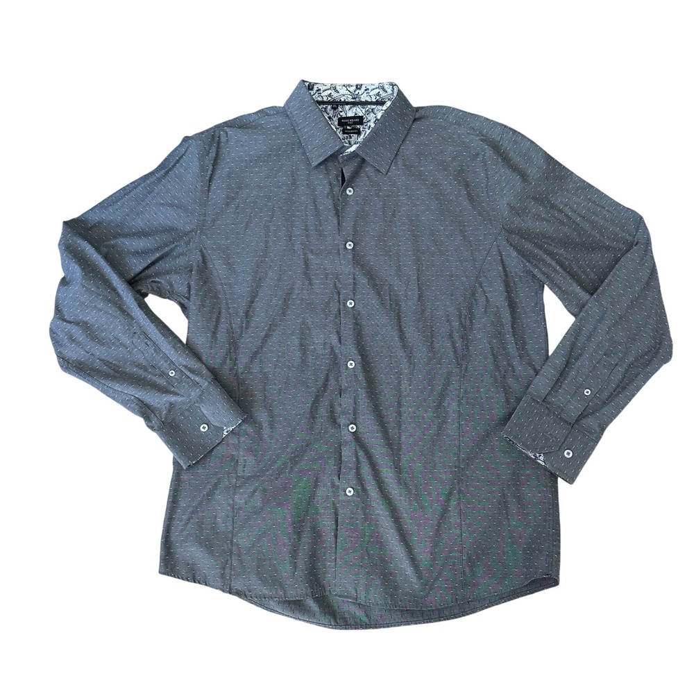 Rosso Milano Italy Mens XL 17.5 Modern Fit Dot Print Dress Shirt Business Casual